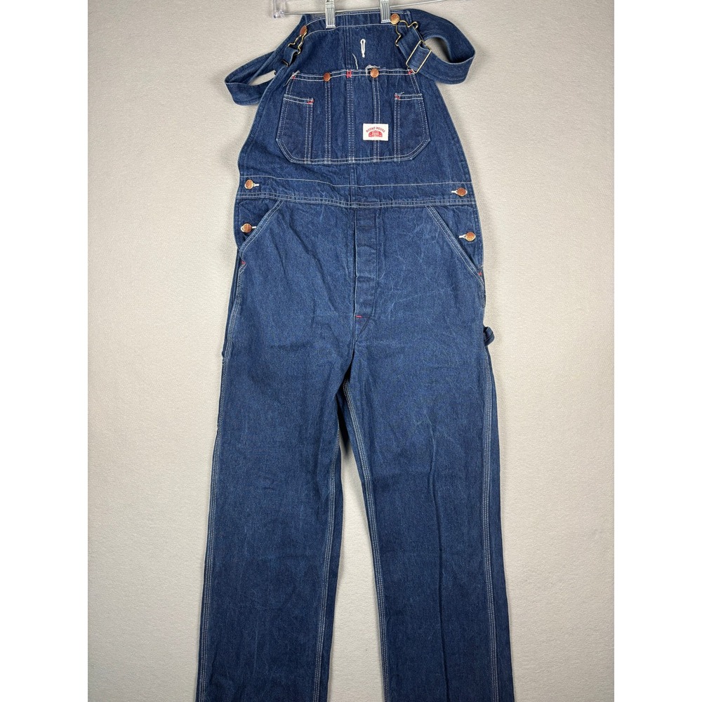 VTG Round House Lot 966 Denim Overalls Workwear Carpenter 32x32 Blue Made in USA
